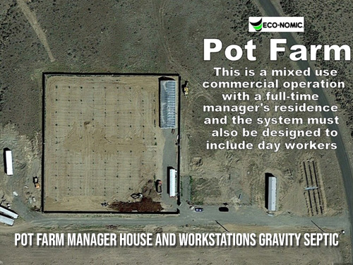 Pot Farm Manager House and Workstations Gravity Septic